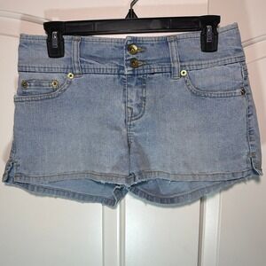 GLO Denim Jean Shorts Low Rise Light Wash Pockets Womens Size 5 Y2K Micro Shorts
